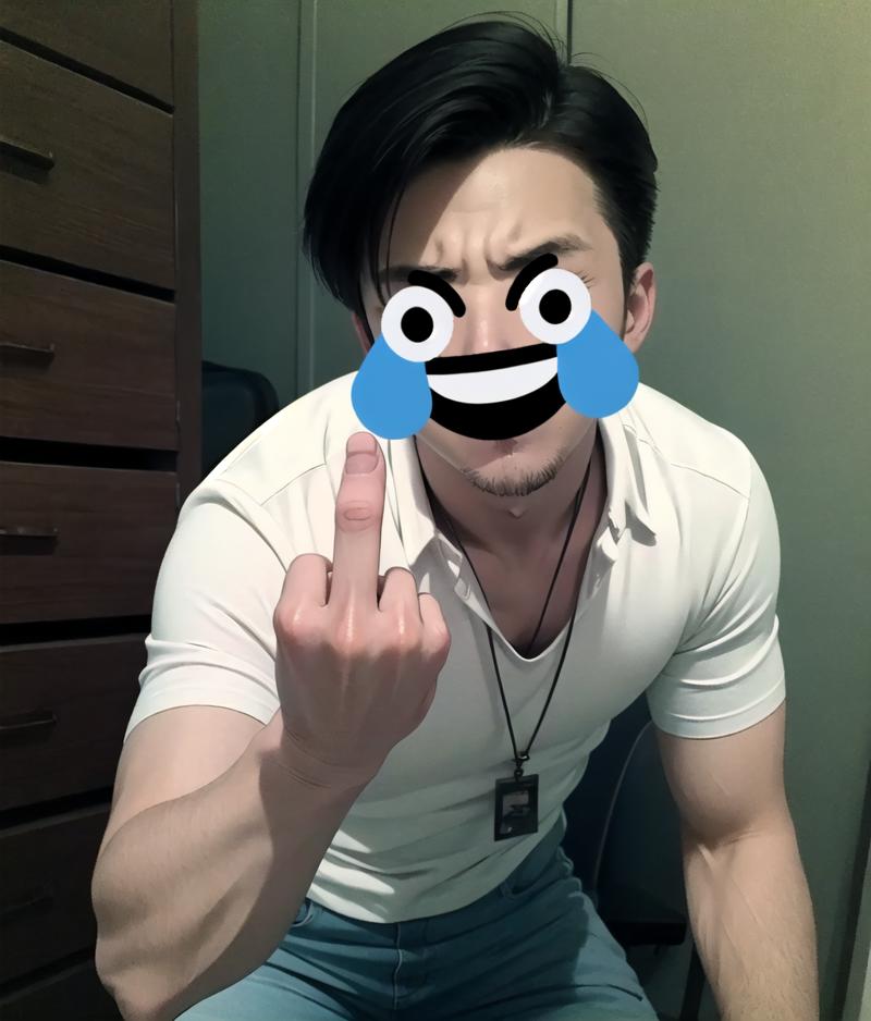 30917-772881057-masterpiece, best quality, anime, emoji face, meme face, looking at viewer, 1boy, cowboy shot, fuck you, middle finger,.png